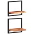 Estantes de pared 2 unidades madera maciza acacia 40x24x35