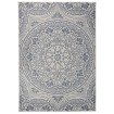 Alfombra de exterior de tejido plano rayas azules 140x200 cm