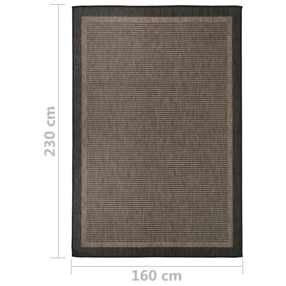 Alfombra de exterior de tejido plano marrón oscuro 160x230