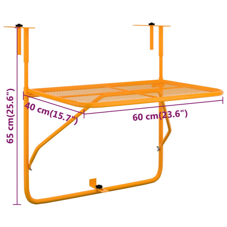 Mesa de balcón acero amarillo 60x40