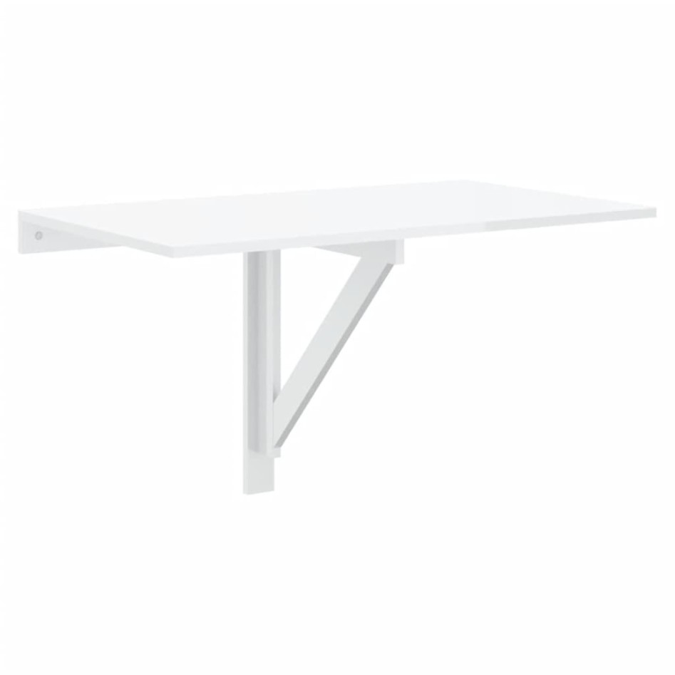 Mesa de pared plegable contrachapada blanco brillo 100x60x56