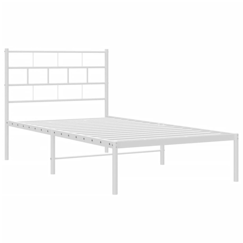Estructura cama sin colchón con cabecero metal blanco 80x200