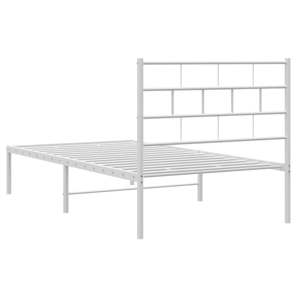 Estructura cama sin colchón con cabecero metal blanco 80x200