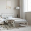 Estructura cama sin colchón con cabecero metal blanco 100x200cm