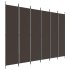 Biombo divisor de 6 paneles de tela marrón 300x220