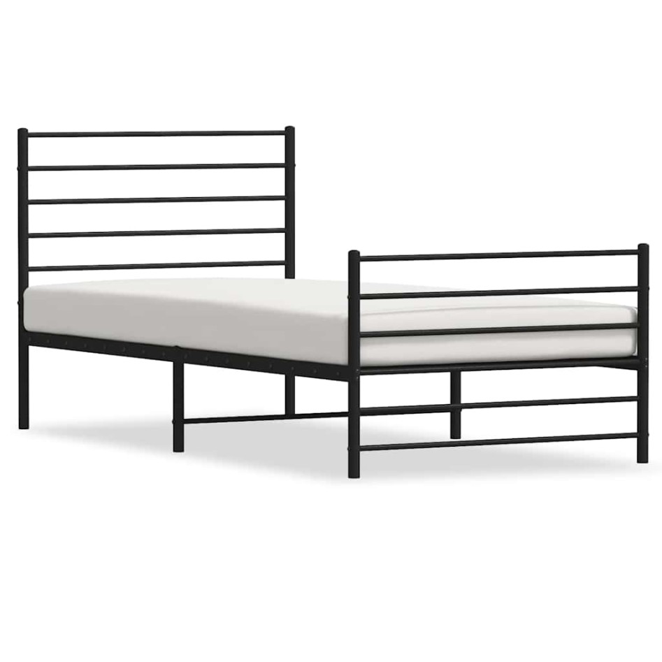 Estructura cama sin colchón con estribo metal negro 100x200