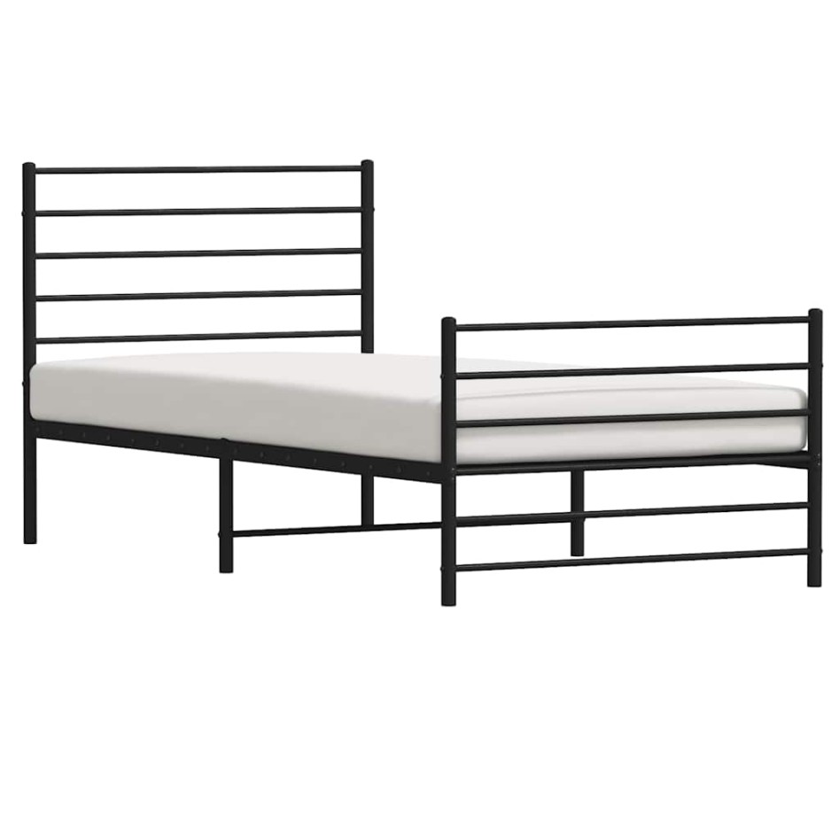 Estructura cama sin colchón con estribo metal negro 100x200