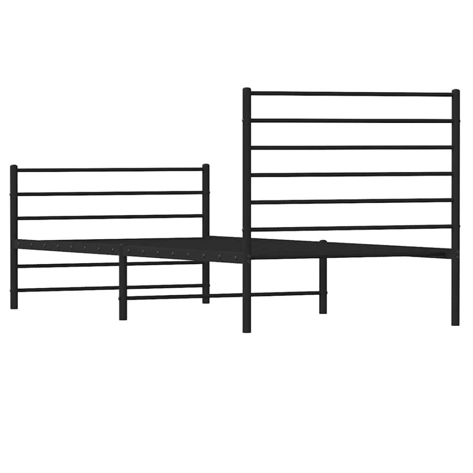 Estructura cama sin colchón con estribo metal negro 100x200