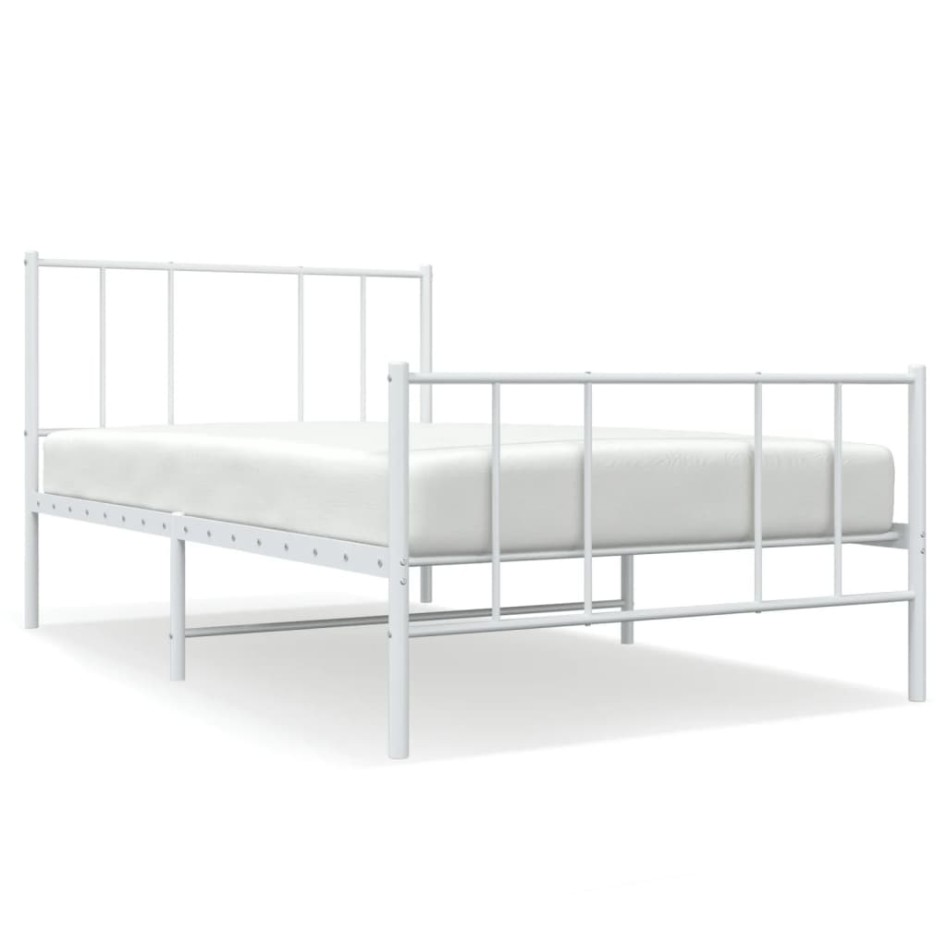 Estructura cama sin colchón con estribo metal blanco 80x200
