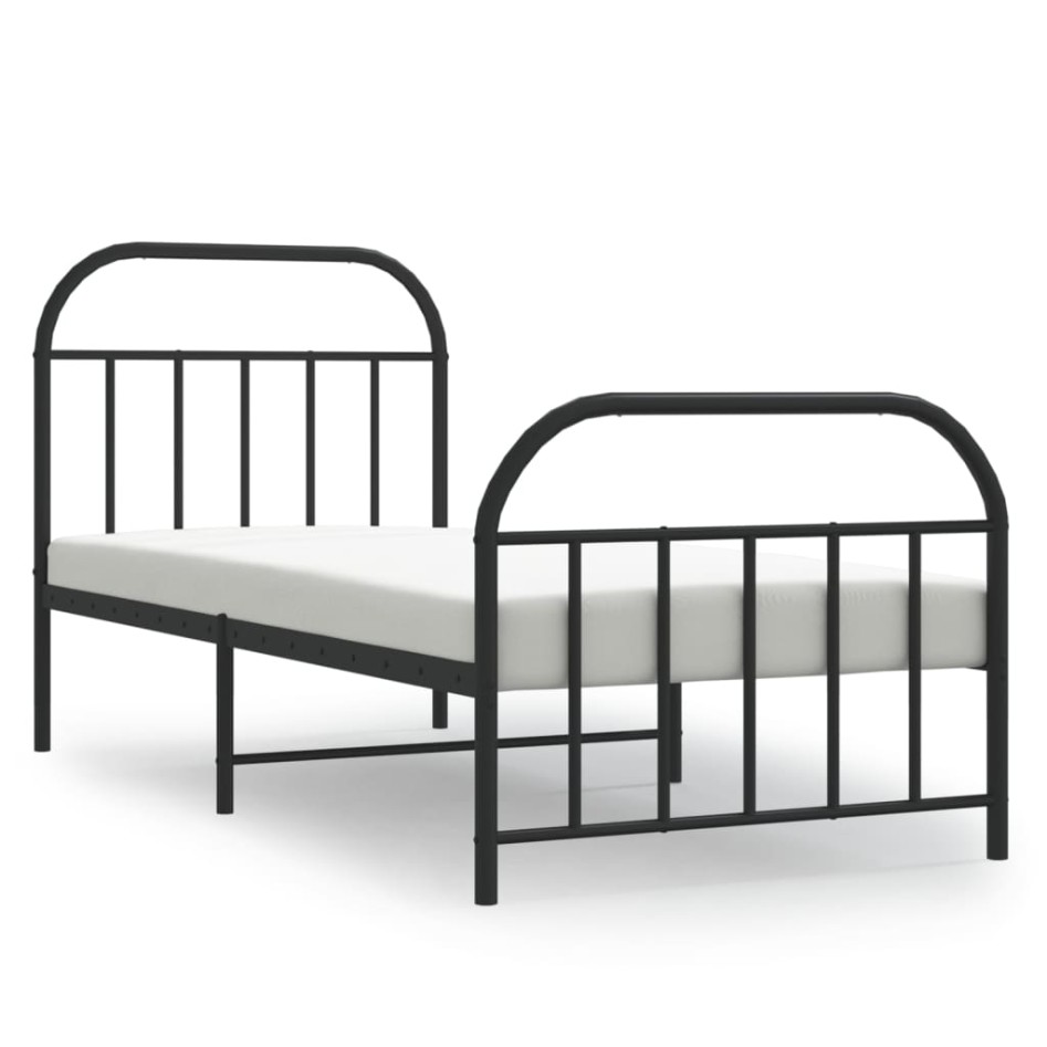 Estructura cama sin colchón con estribo metal negro 80x200