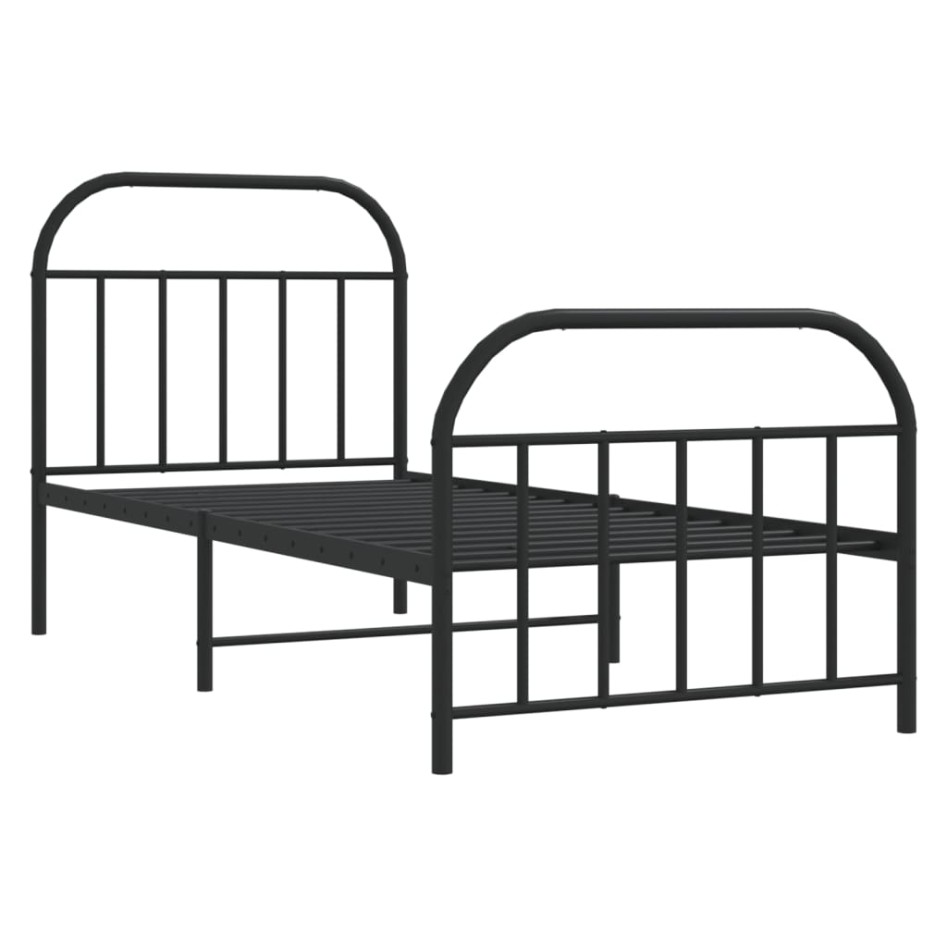 Estructura cama sin colchón con estribo metal negro 80x200