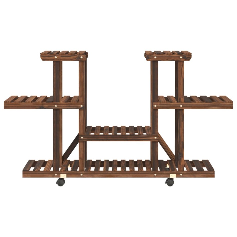 Soporte para flores con ruedas madera maciza abeto 110x25x78