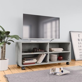 Mueble de TV con ruedas contrachapada gris hormigón 90x35x35