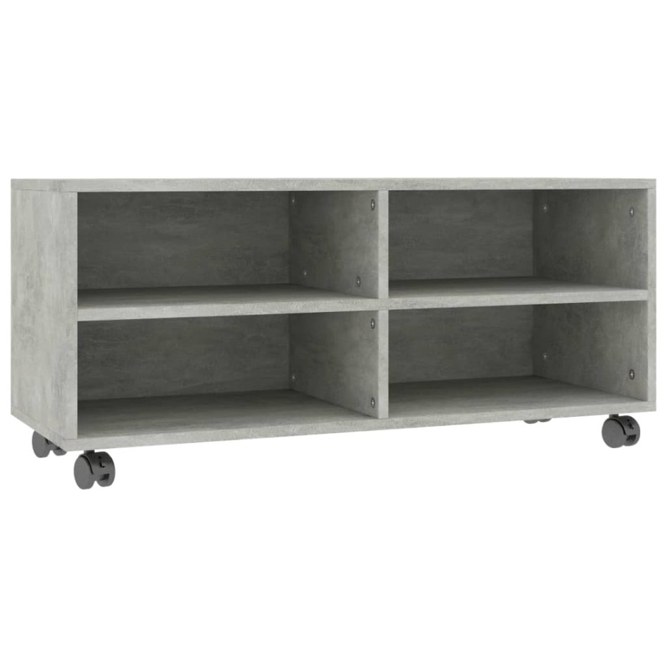 Mueble de TV con ruedas contrachapada gris hormigón 90x35x35