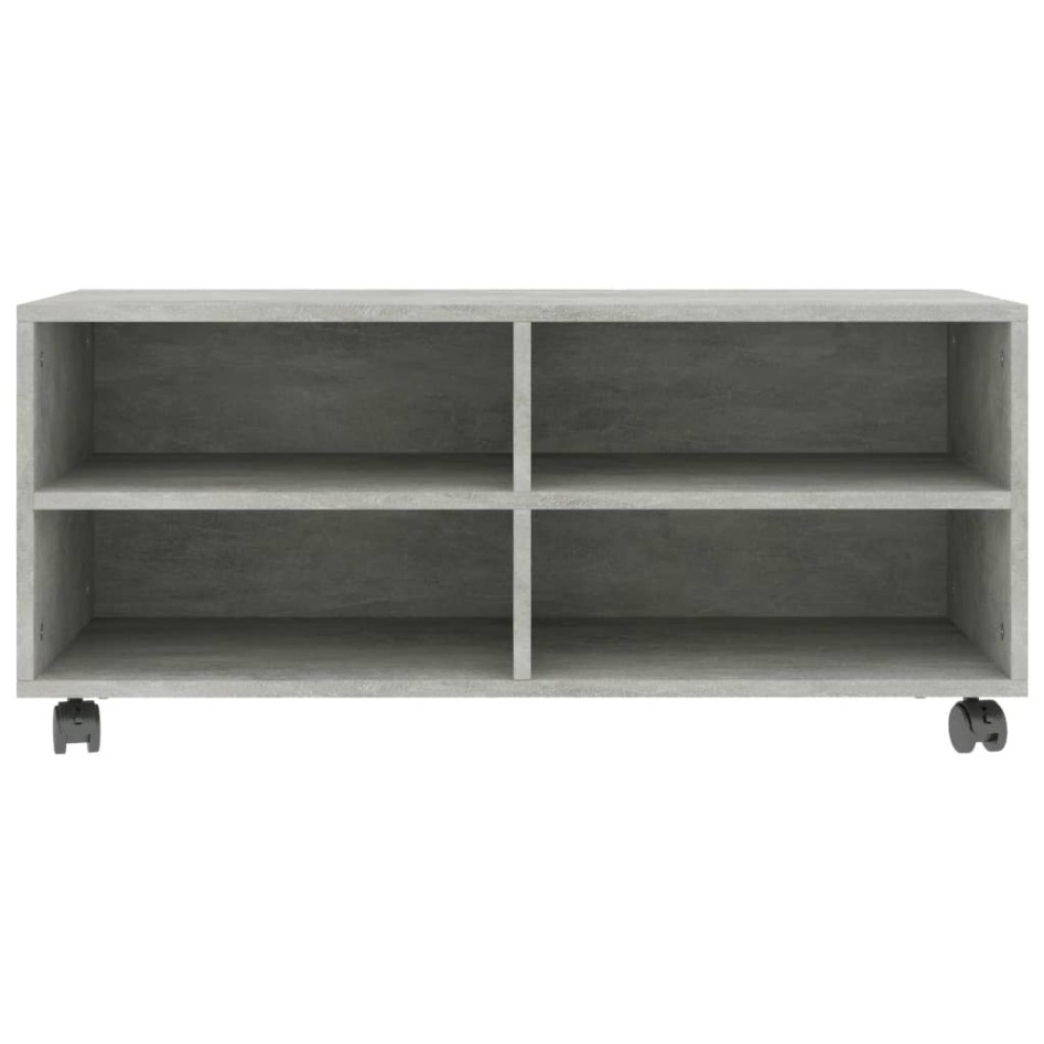 Mueble de TV con ruedas contrachapada gris hormigón 90x35x35