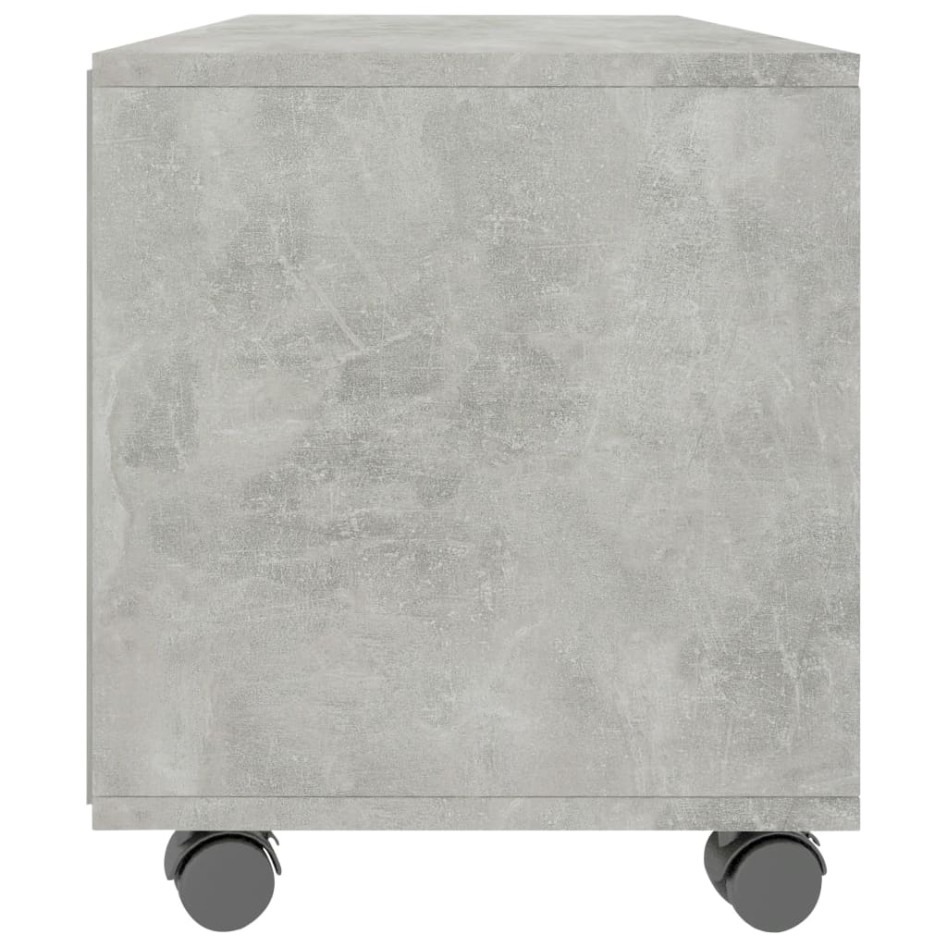 Mueble de TV con ruedas contrachapada gris hormigón 90x35x35