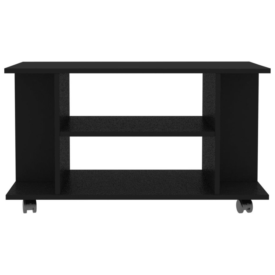 Mueble de TV con ruedas madera de ingeniería negro 80x40x45