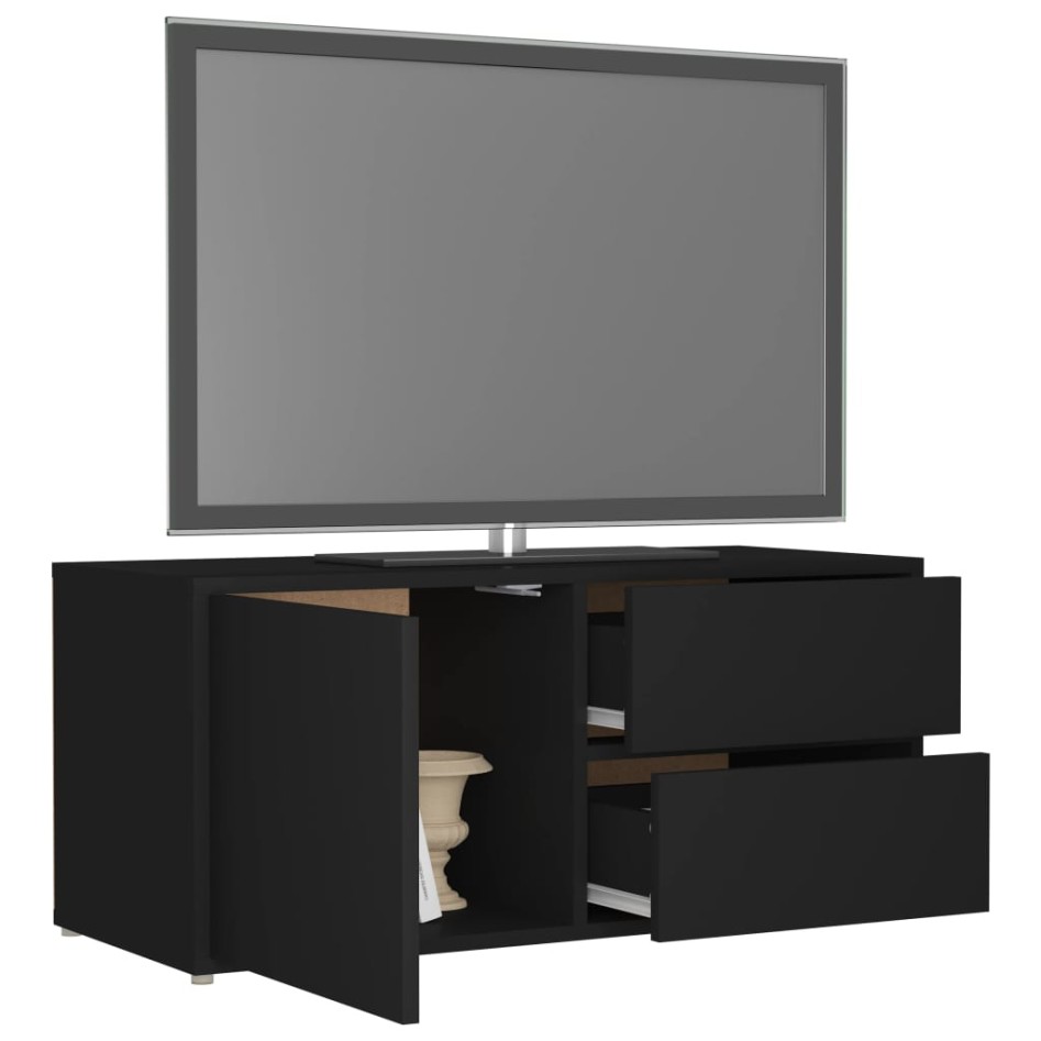 Mueble para TV madera contrachapada negro 80x34x36