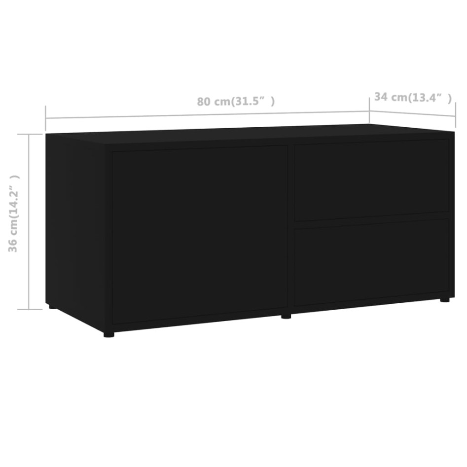 Mueble para TV madera contrachapada negro 80x34x36