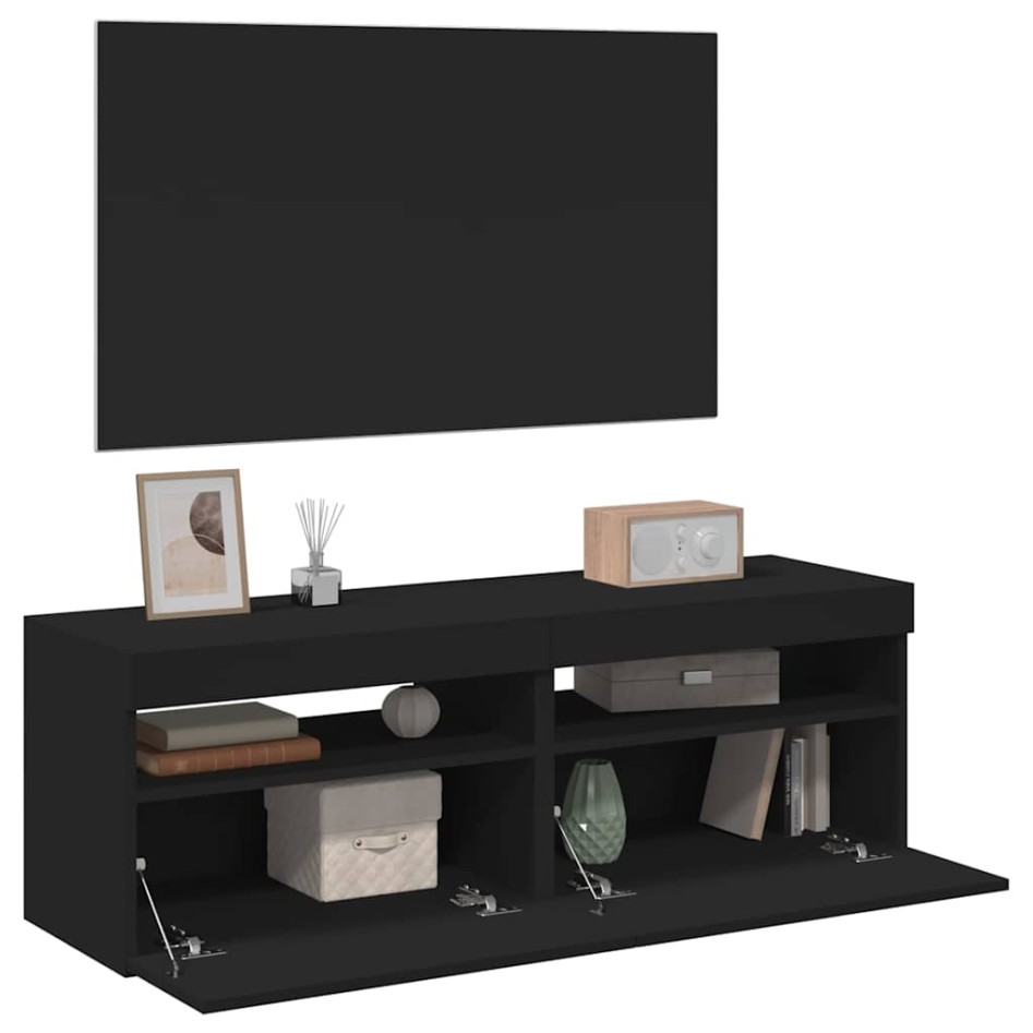 Muebles de TV con luces LED 2 uds negro 60x35x40