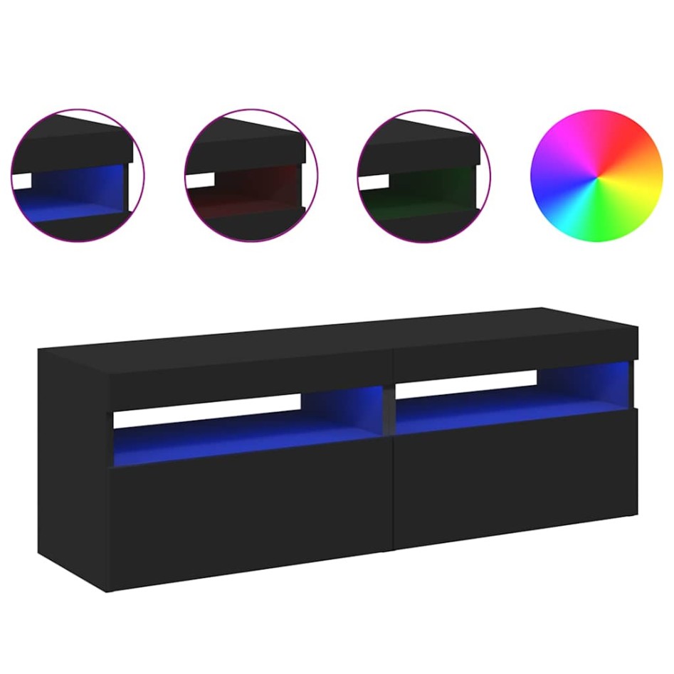 Muebles de TV con luces LED 2 uds negro 60x35x40