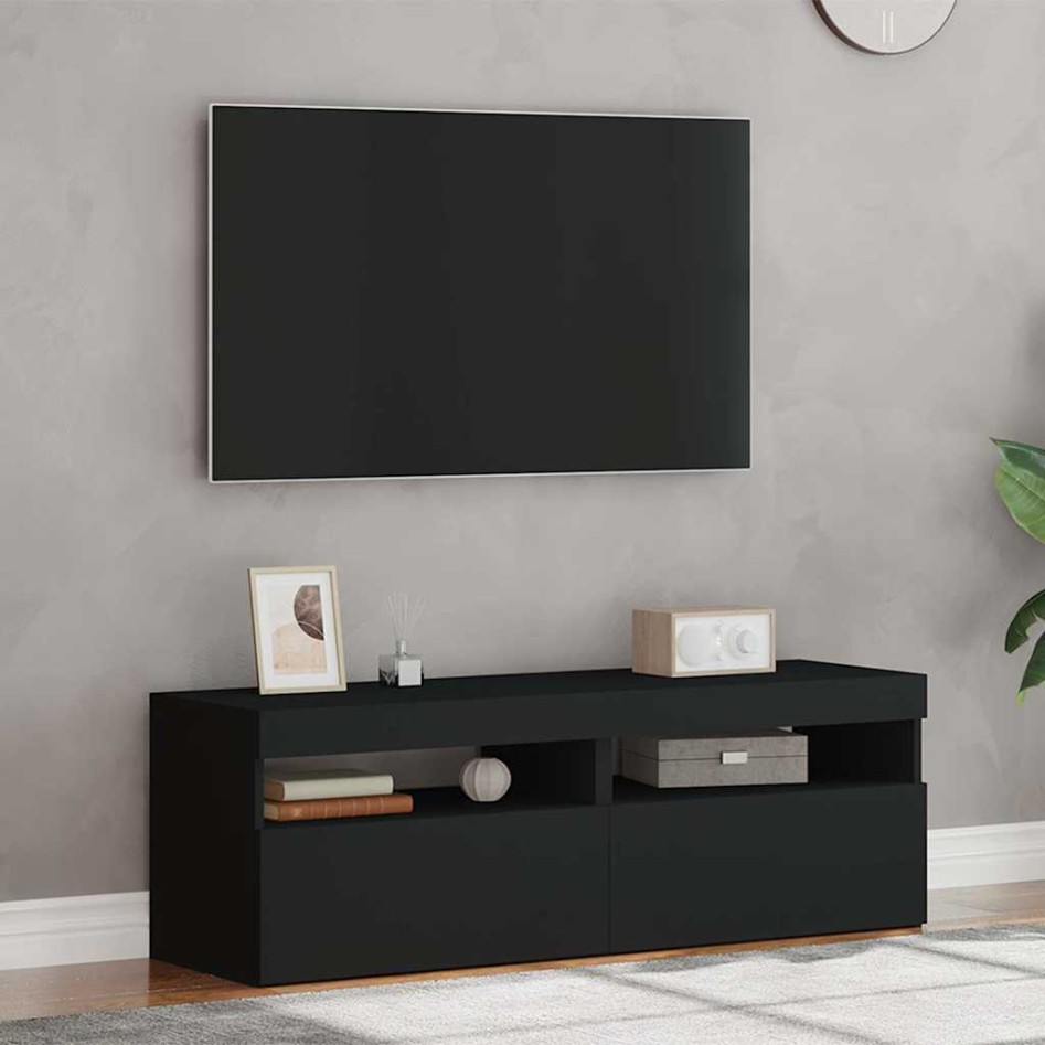 Muebles de TV con luces LED 2 uds negro 60x35x40