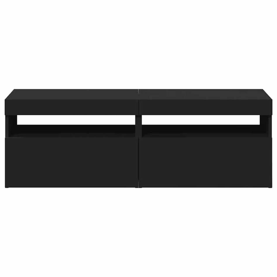 Muebles de TV con luces LED 2 uds negro 60x35x40