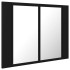 Armario espejo de baño con luz LED acrílico negro 60x12x45