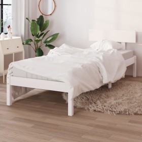 Estructura de cama sin colchón madera maciza blanco 90x200