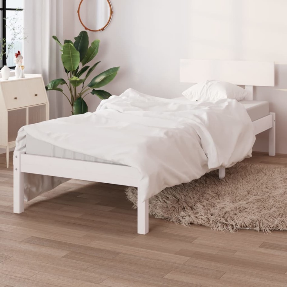 Estructura de cama sin colchón madera maciza blanco 90x200