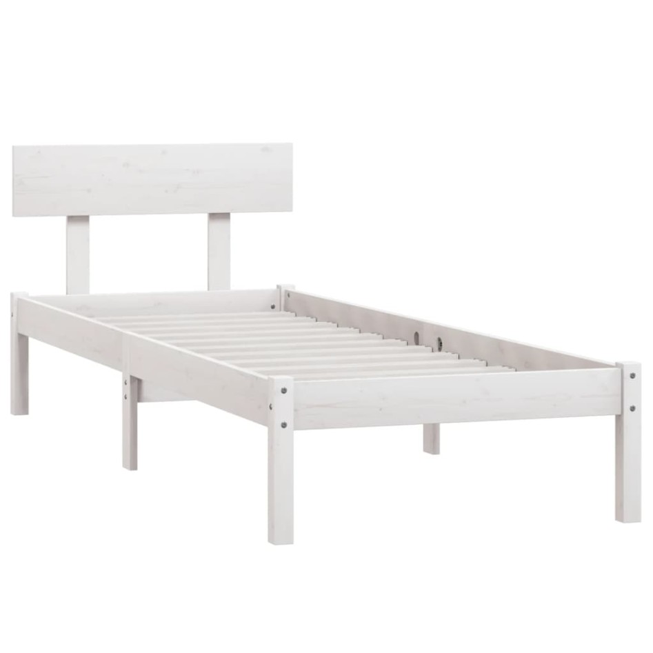 Estructura de cama sin colchón madera maciza blanco 90x200