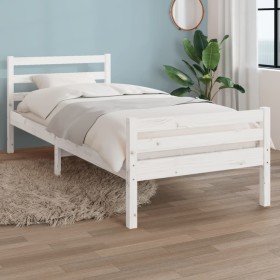 Estructura de cama sin colchón madera maciza blanco 100x200