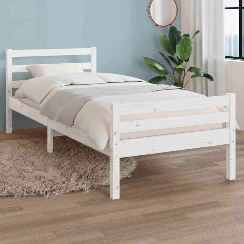 Estructura de cama sin colchón madera maciza blanco 100x200