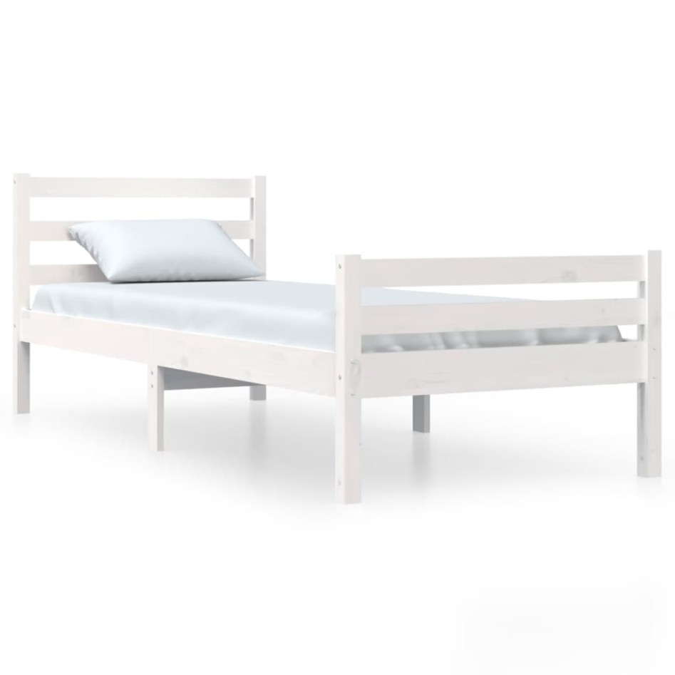 Estructura de cama sin colchón madera maciza blanco 100x200
