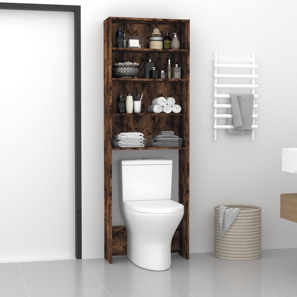 Armario de lavadora color roble ahumado 64x24x190