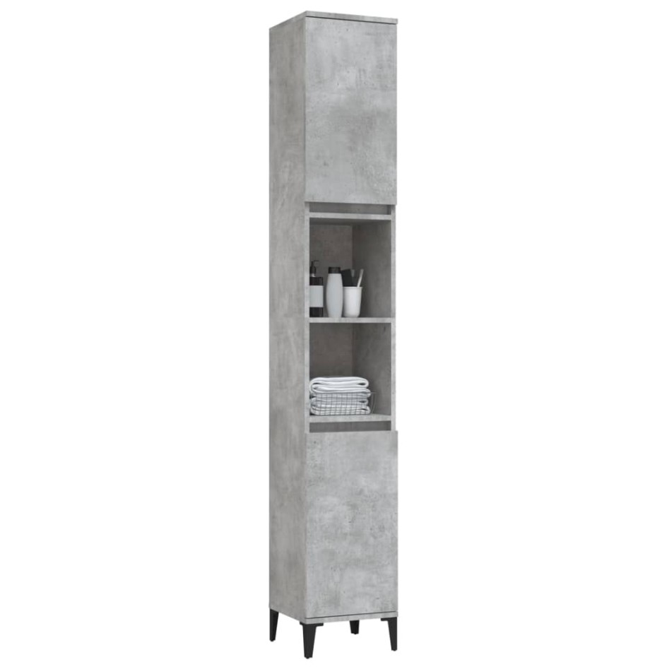 Armario de baño madera contrachapada gris hormigón 30x30x190