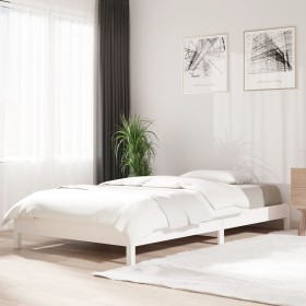 Cama apilable de madera pino maciza blanco 75x190