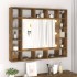 Mueble con espejo y LED color roble ahumado 91x15x76,5