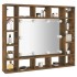 Mueble con espejo y LED color roble ahumado 91x15x76,5