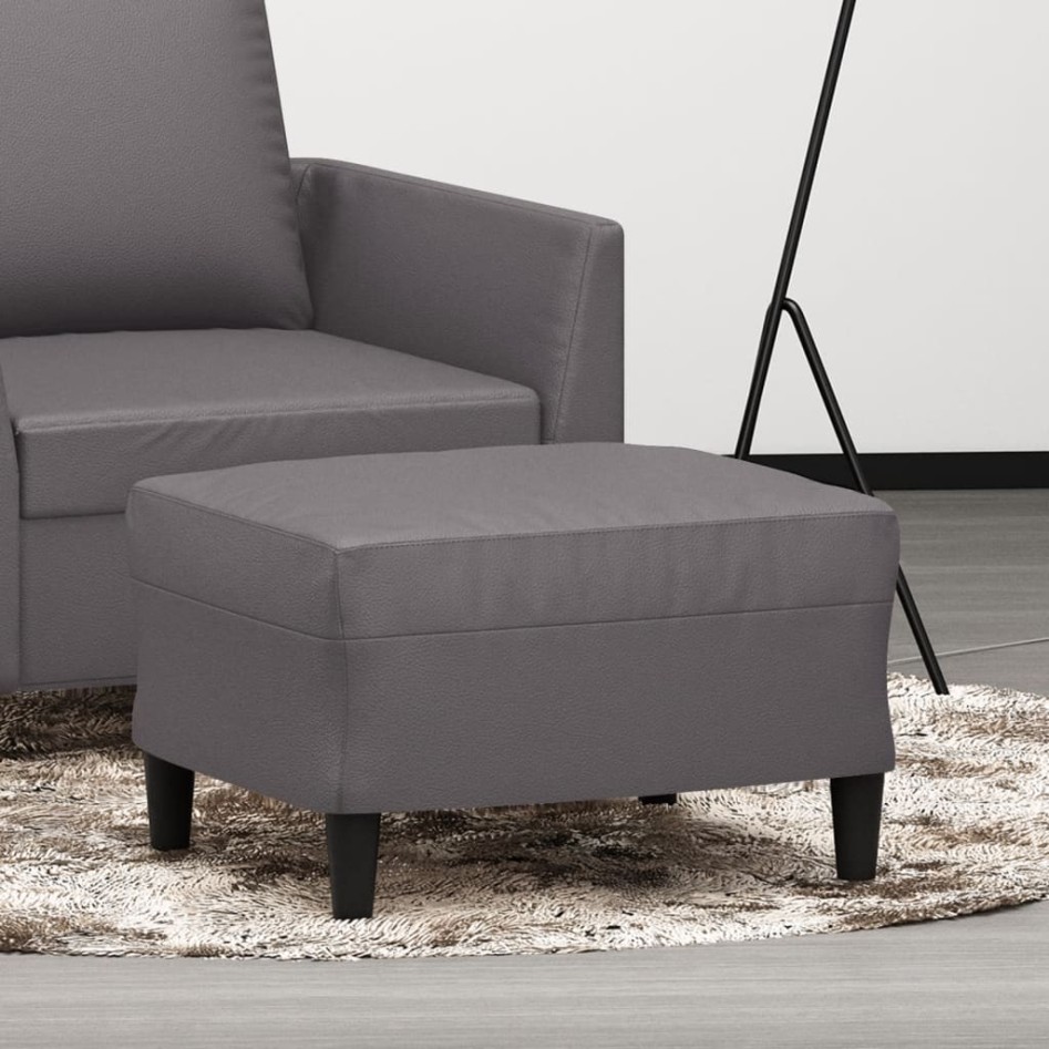 Reposapiés de cuero sintético gris 60x50x41