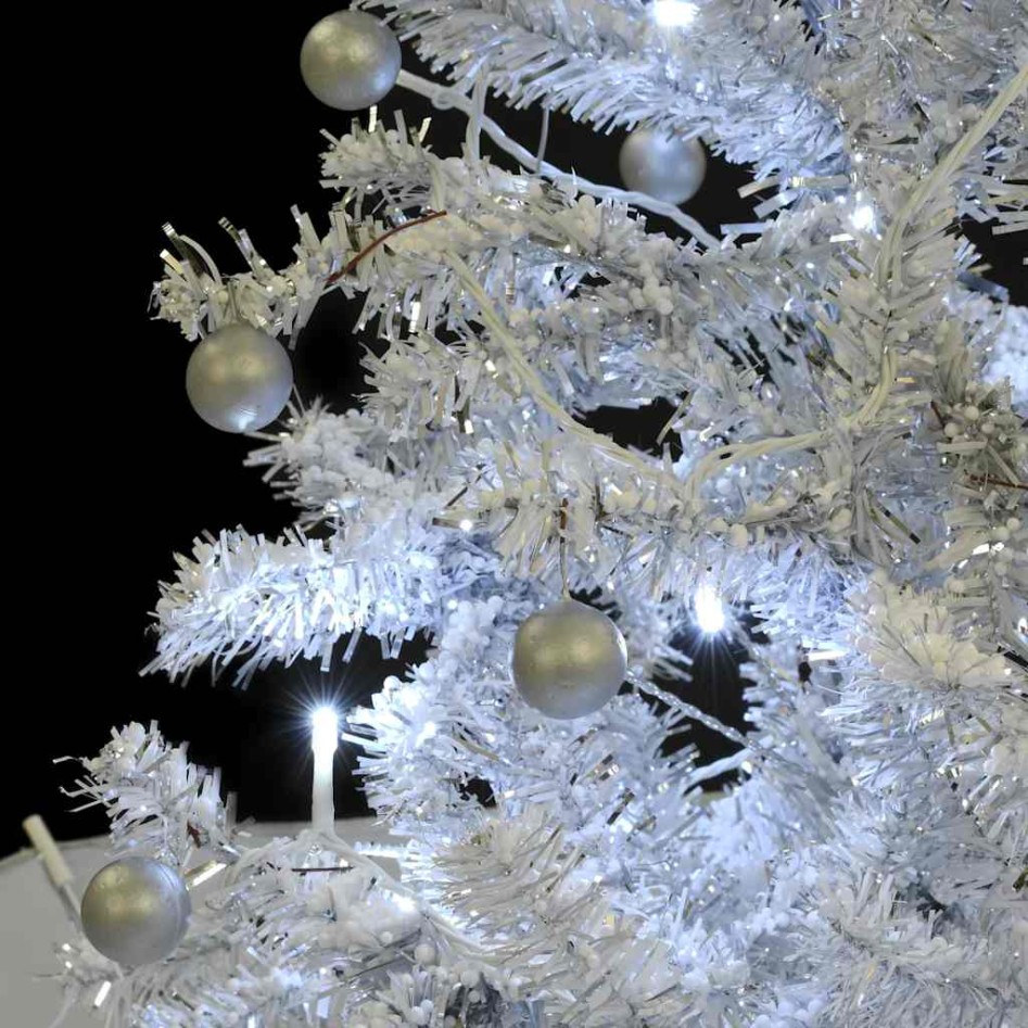 Árbol de Navidad con nieve con base en paraguas blanco 75