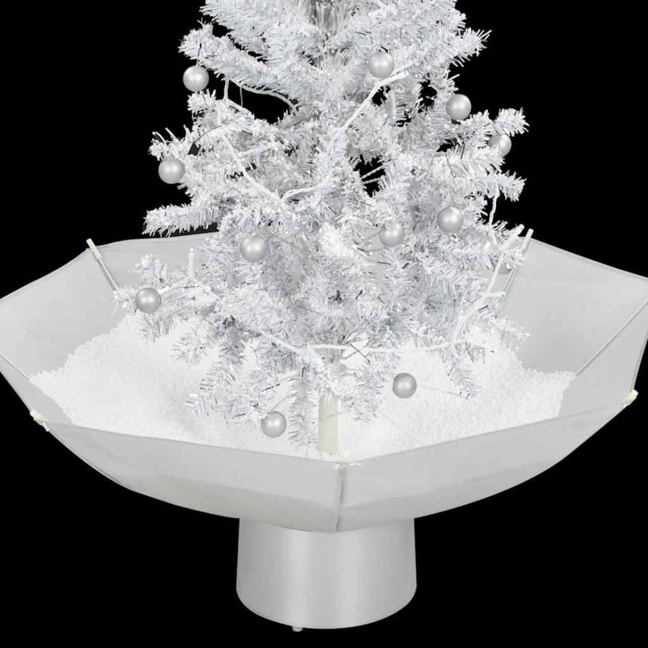 Árbol de Navidad con nieve con base en paraguas blanco 75