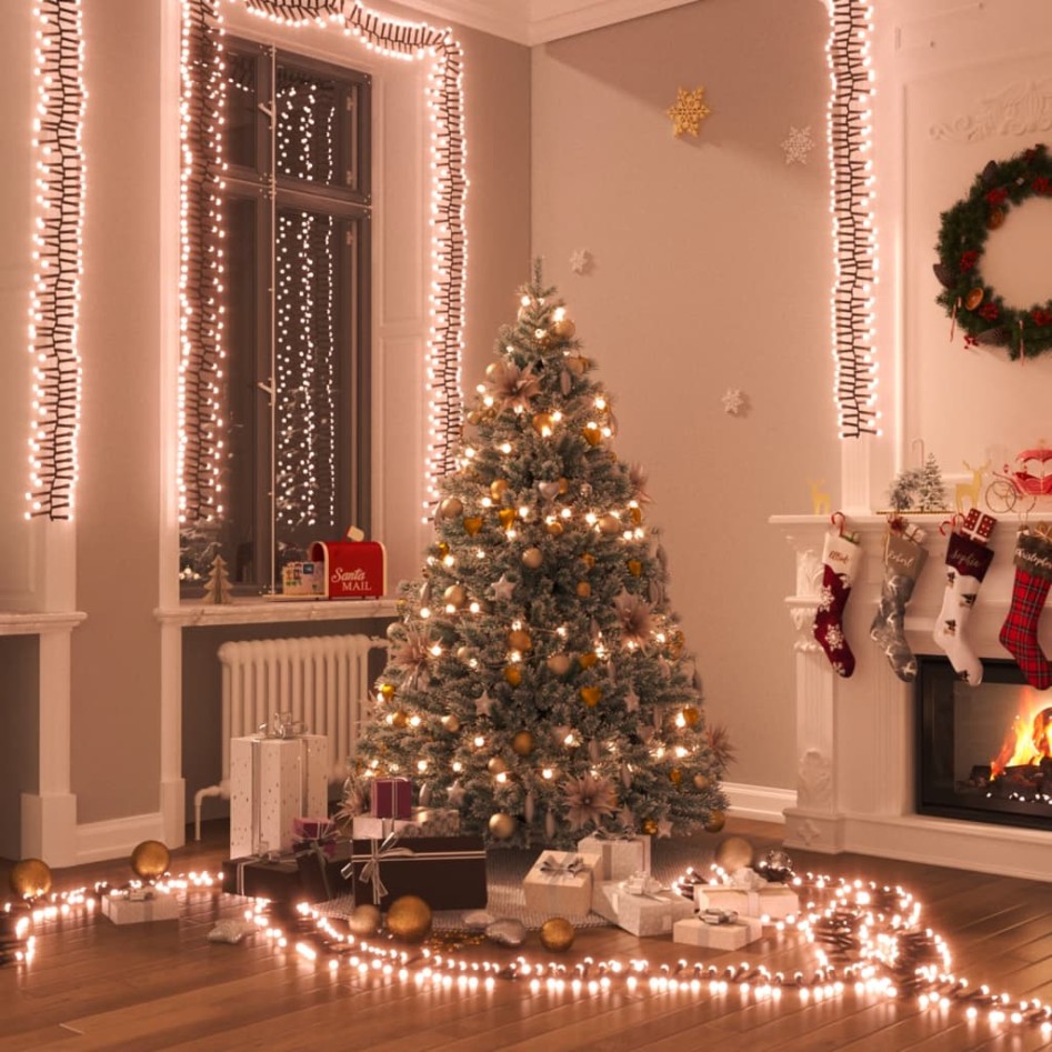 Tira de luces de racimo con 2000 LEDs PVC blanco cálido 17