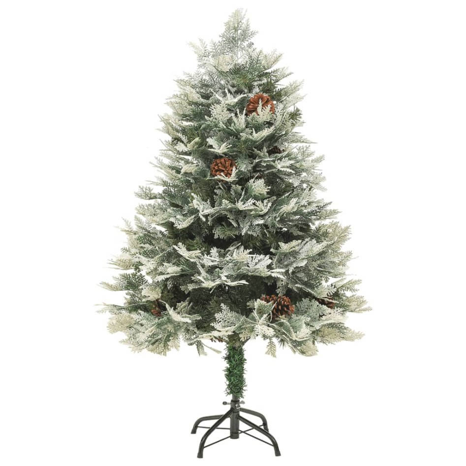 Árbol de Navidad con luces y piñas PVC PE verde 150