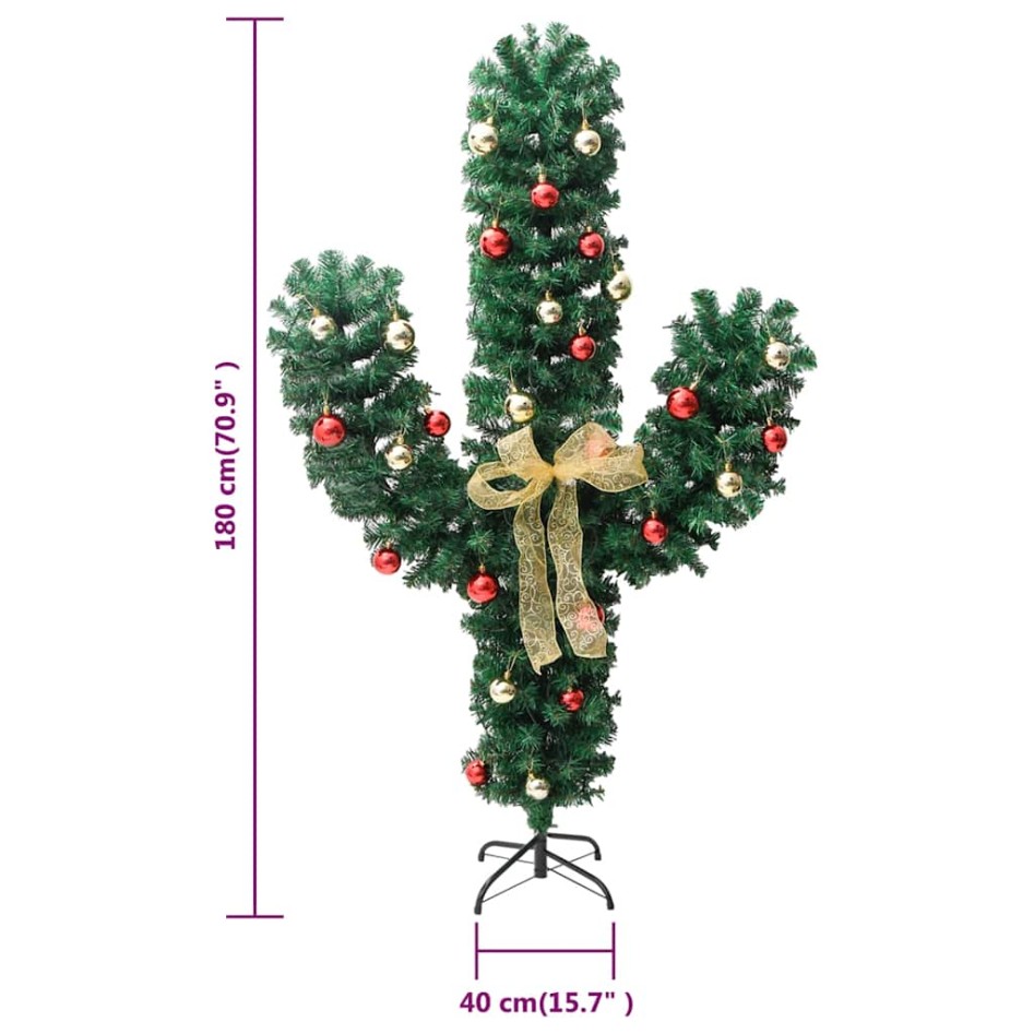 Cactus de Navidad con soporte y LED verde 180 cm