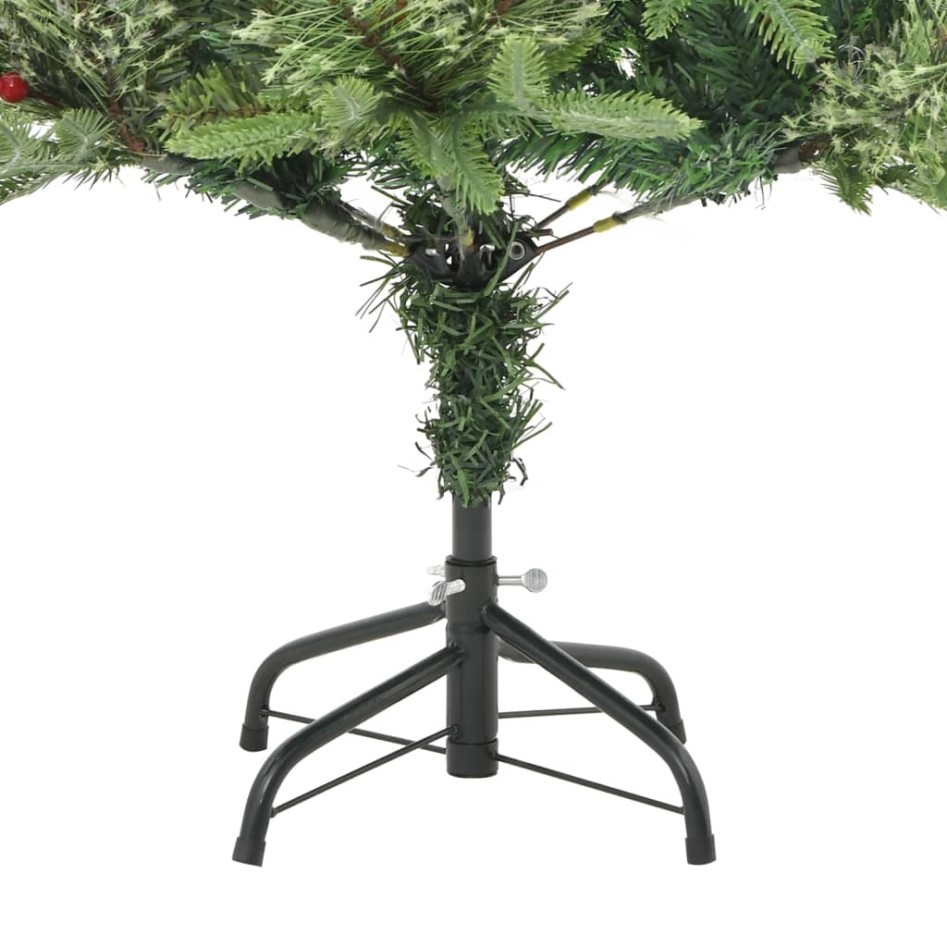 Árbol de Navidad con luces y piñas PVC PE verde 150