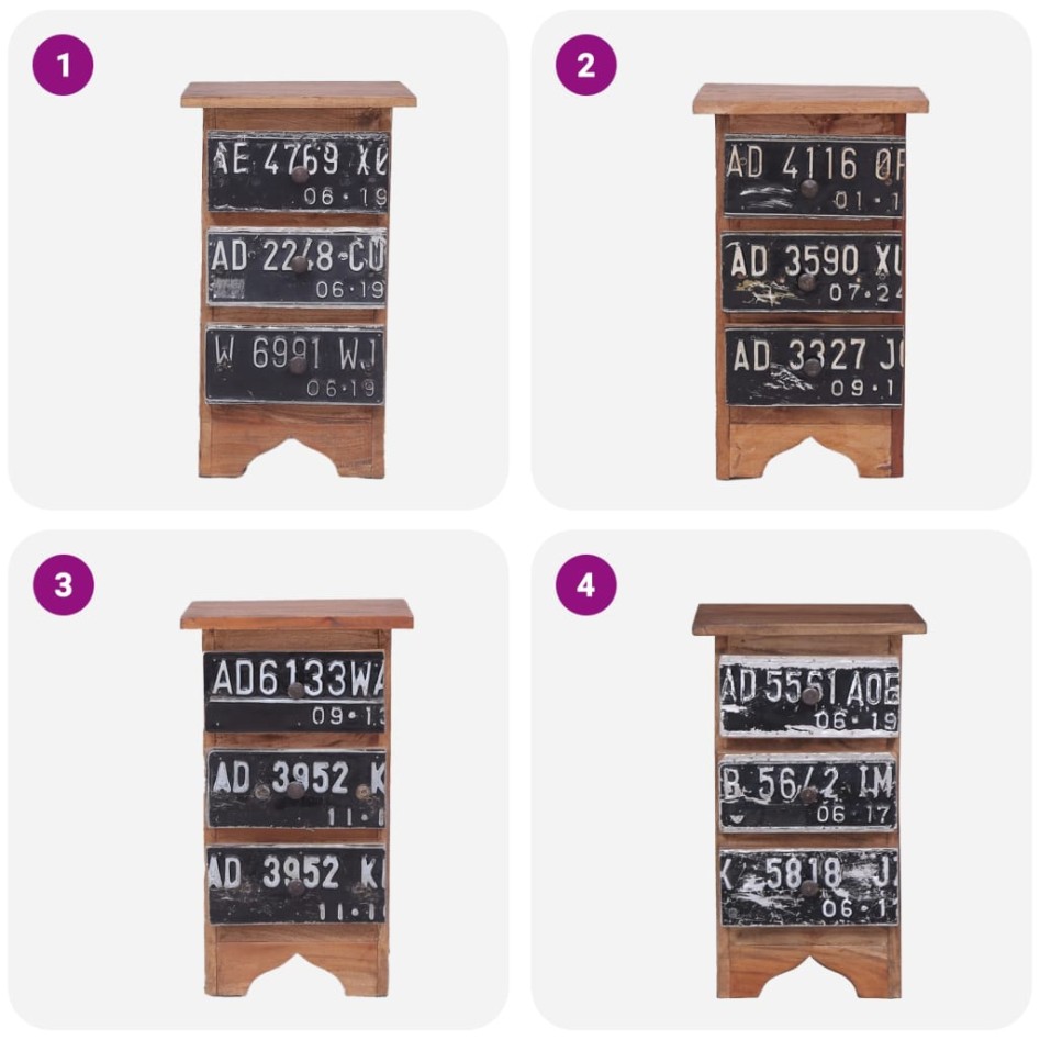 Mesita de noche madera maciza de caoba 30x30x51