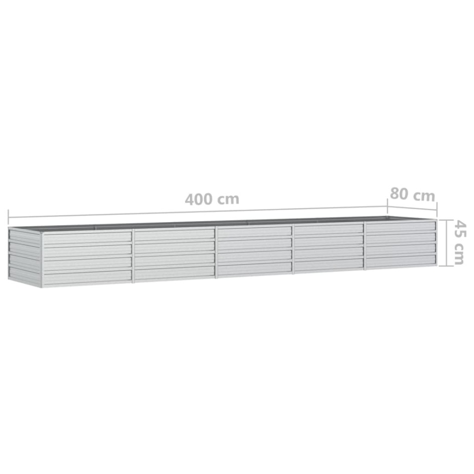 Arriate de acero galvanizado plateado 400x80x45