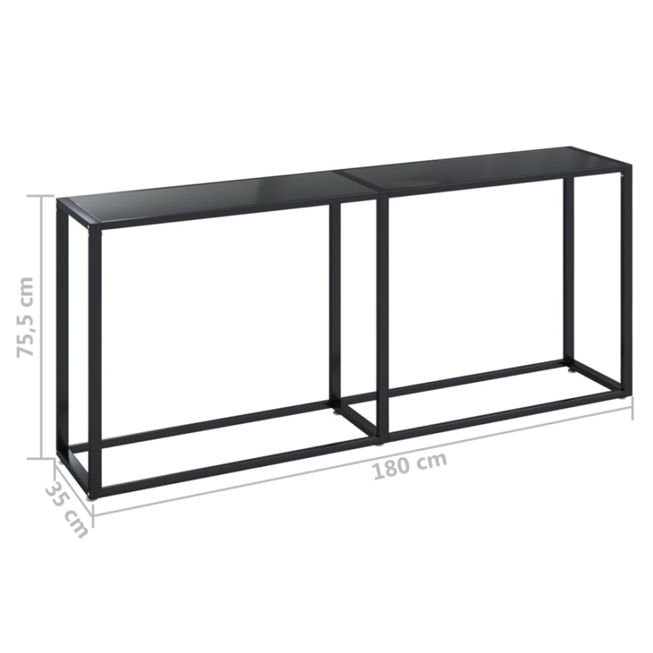 Mesa consola vidrio templado negro 180x35x75,5