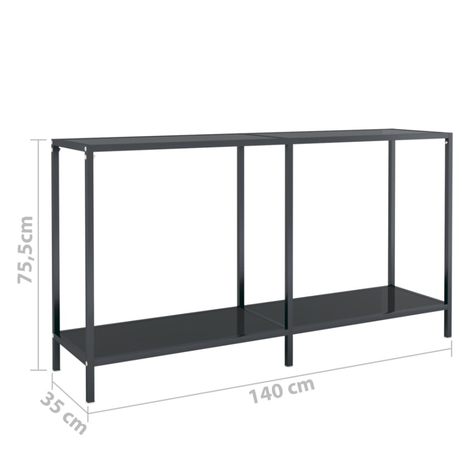 Mesa de consola vidrio templado negro 140x35x75,5